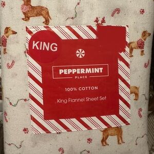 Peppermint King Flannel Sheet Set - Dachshund Christmas